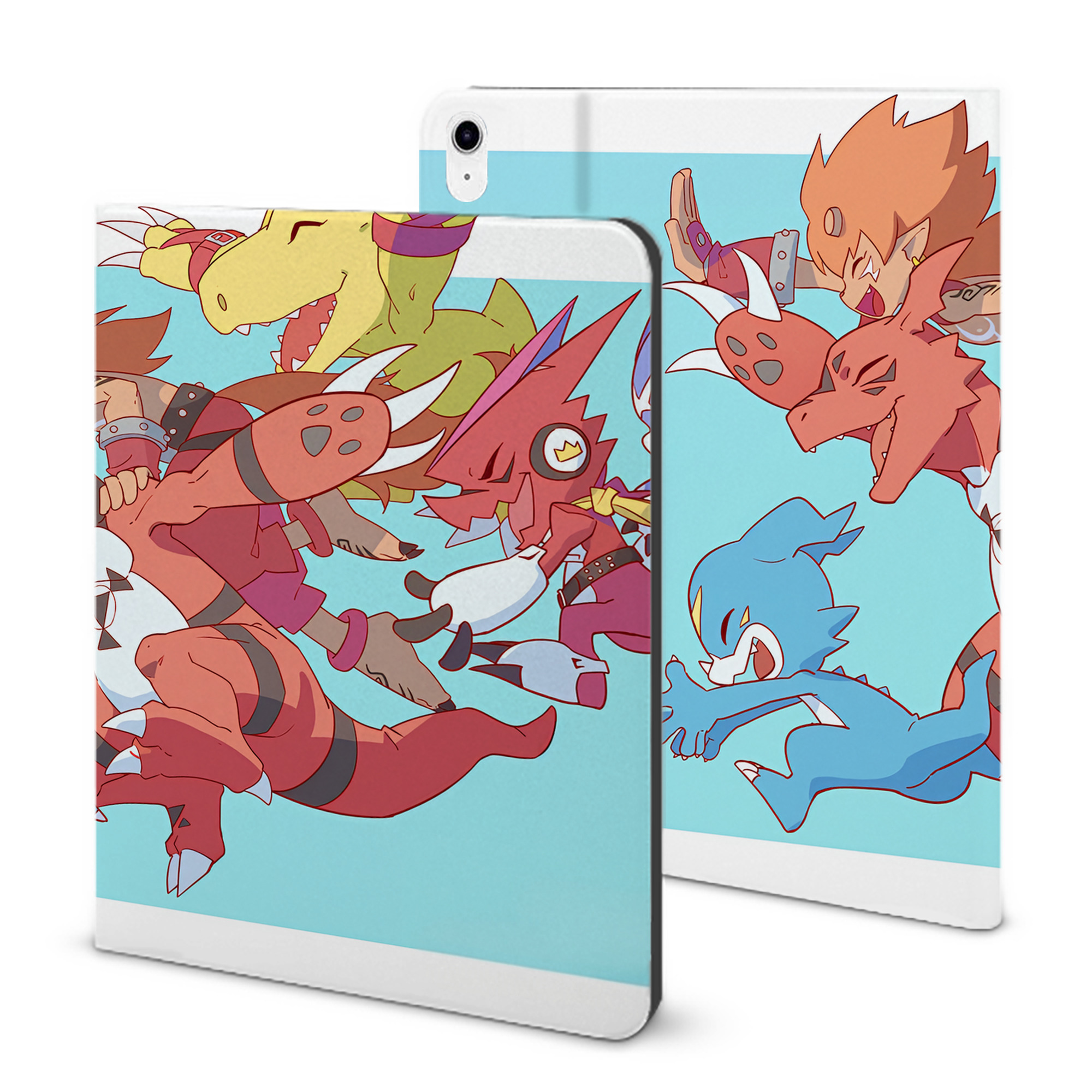 （画像用） Digimon デジタルモンスター/デジモン IPad ケース ブック型 PUレザー TPU 耐衝撃 軽量 薄型 ペン収納なし 全面保護 IPad 各モデル対応